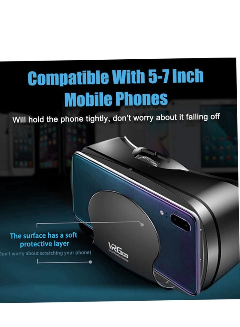 نظارة الواقع الافتراضي VR للهاتف الذي يعمل بنظام Android ، ألعاب أفلام ثلاثية الأبعاد جديدة متوافقة مع مسافات قابلة للتعديل ومريحة ناعمة باللون الأسود - Image 4